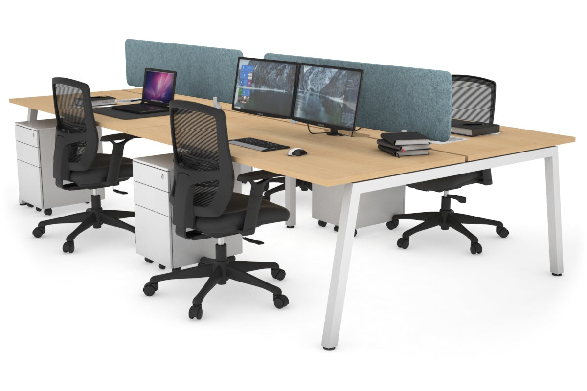 Quadro 4-Person Office Workstation Desk - 1800L x 700W Dimensions - Perfect for Team Collaboration & Open Office Spaces