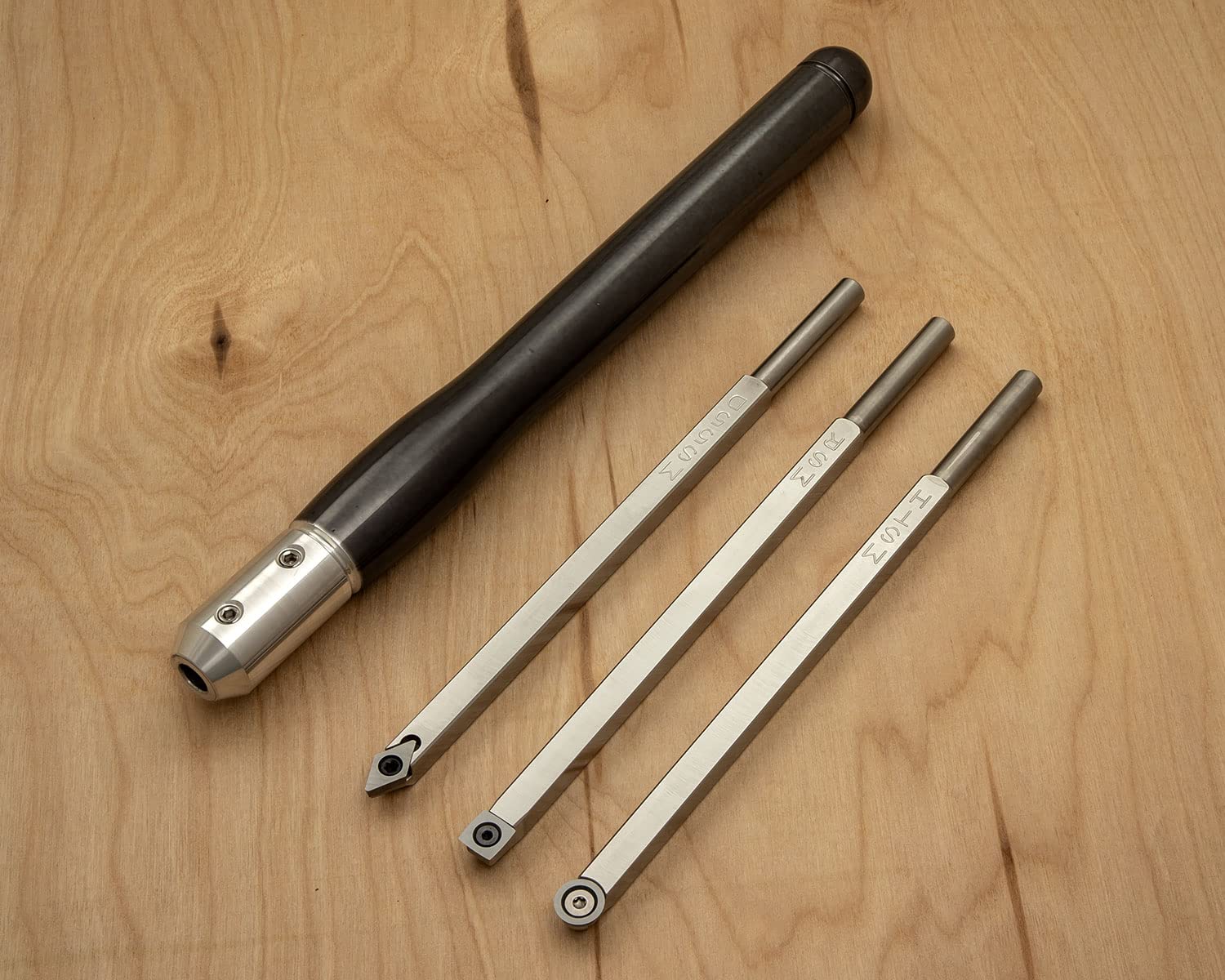 3-Piece Carbide Woodturning Tools Set with Interchangeable Handle for Wood Lathe - Perfect for DIY Woodworking