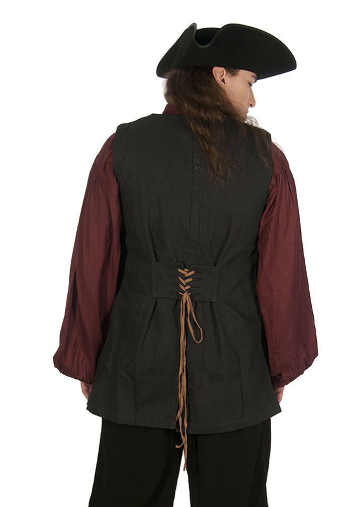 Men's 1720 Pirate Costume Vest - Authentic Renaissance Pirate Jacket for Halloween, Cosplay & Historical Reenactment
