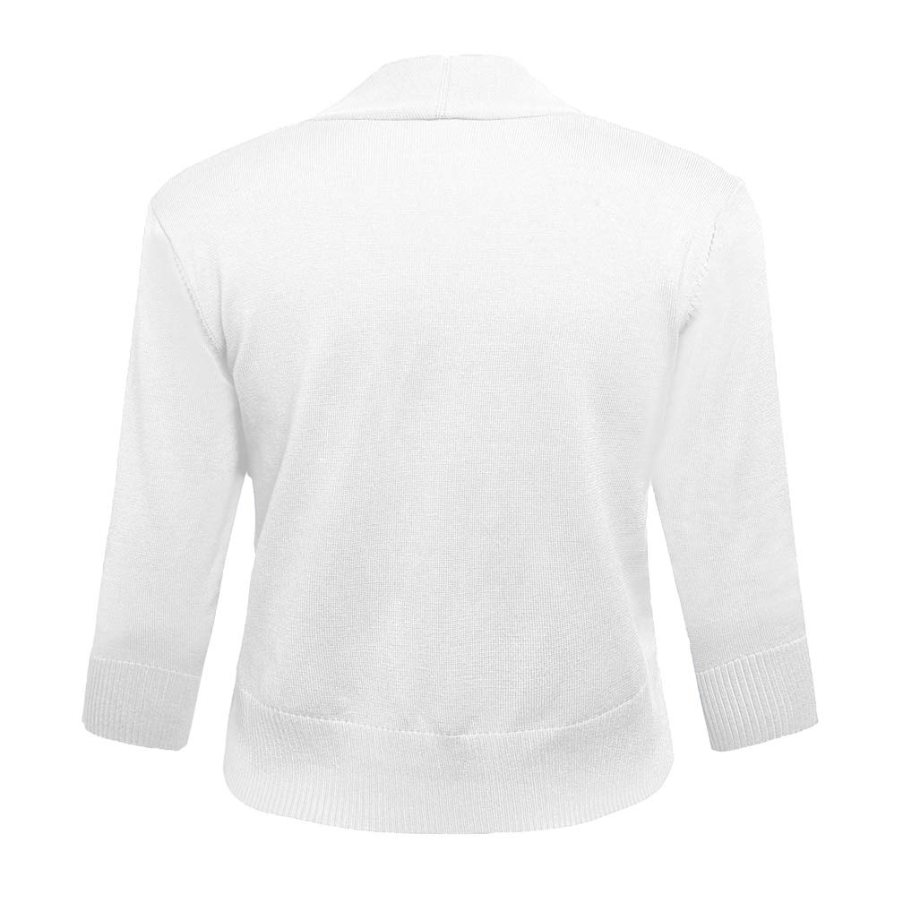 AAMILIFE Women's 3/4 Sleeve Cropped Cardigan Sweater - Lightweight Open Front Shrug Jacket for Dresses & Tops | Perfect for Office, Date Night & Spring Layering