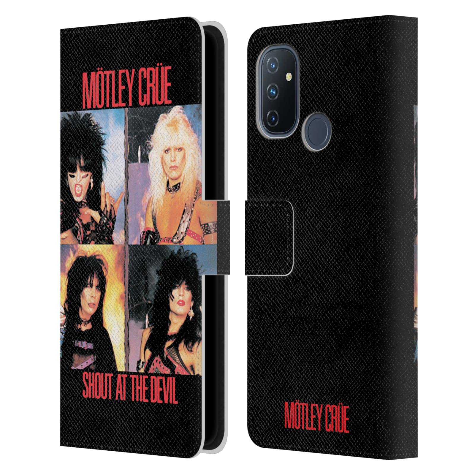 Head Case Designs Motley Crue Shout at The Devil Leather Wallet Case for OnePlus Nord N100 - Officially Licensed Album Cover Phone Protection for Concerts & Travel