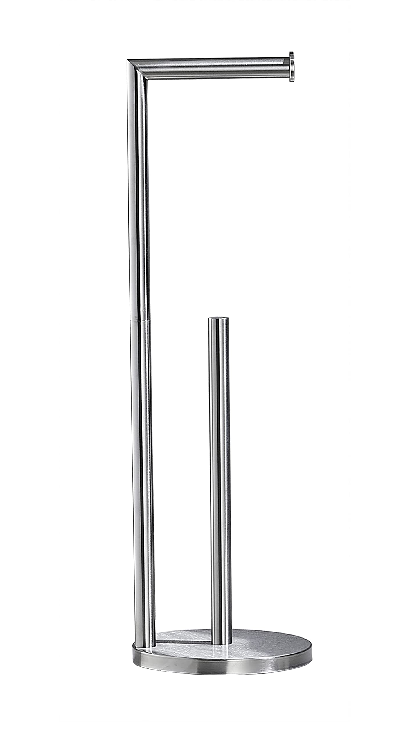 Brushed Nickel Free Standing Toilet Paper Holder Stand - SUS304 Stainless Steel Bathroom Tissue Roll Holder with Wipe Dispenser | Durable & Stylish for Home, Office, RV, and Restroom Decor