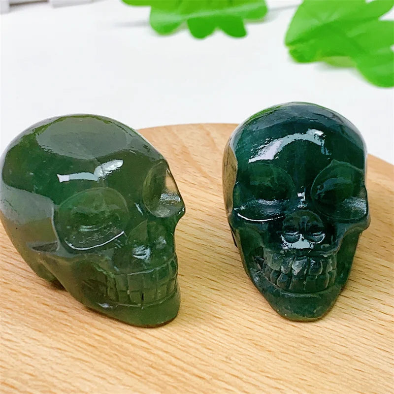 Natural Fluorite Skull Carving Sculpture - Healing Crystal Gemstone Art, 2 Inch Handcrafted Home Decor for Meditation, Reiki & Spiritual Healing - Unique Gift for Collectors & Crystal Enthusiasts