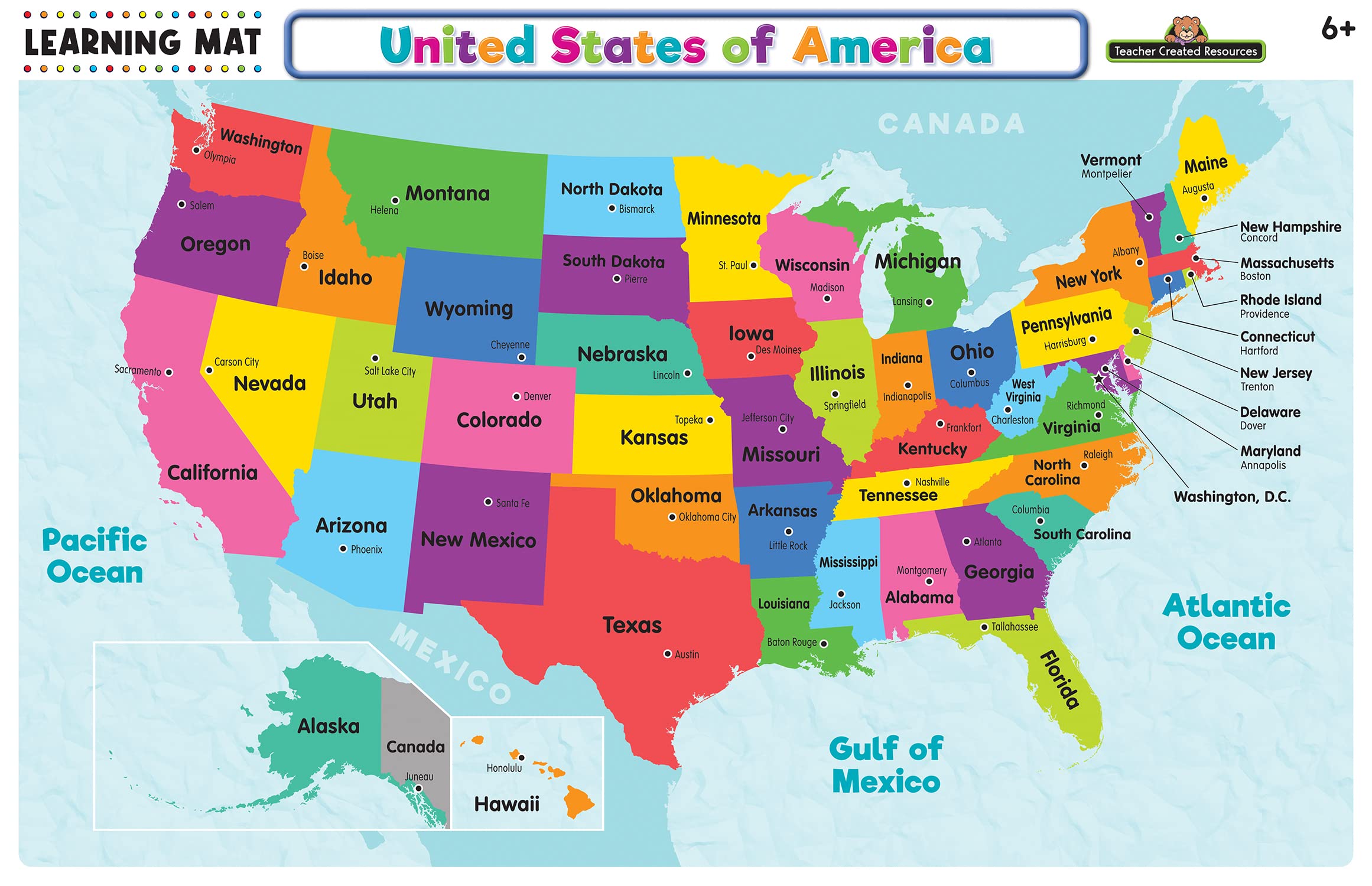 USA Map Educational Playmat - Interactive Learning Tool for Kids | Perfect for Home, Classroom & Travel Geography Lessons
