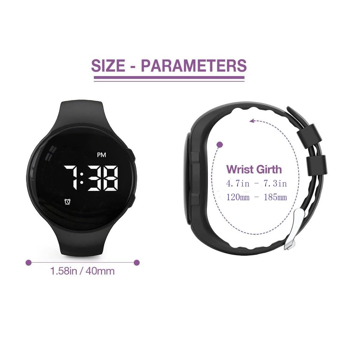 Vibrating Alarm Watch for Potty Training & Medical Reminders - Waterproof Countdown Timer Watch with Lock Screen (Black) | Ideal for Kids, Elderly Care & Special Needs