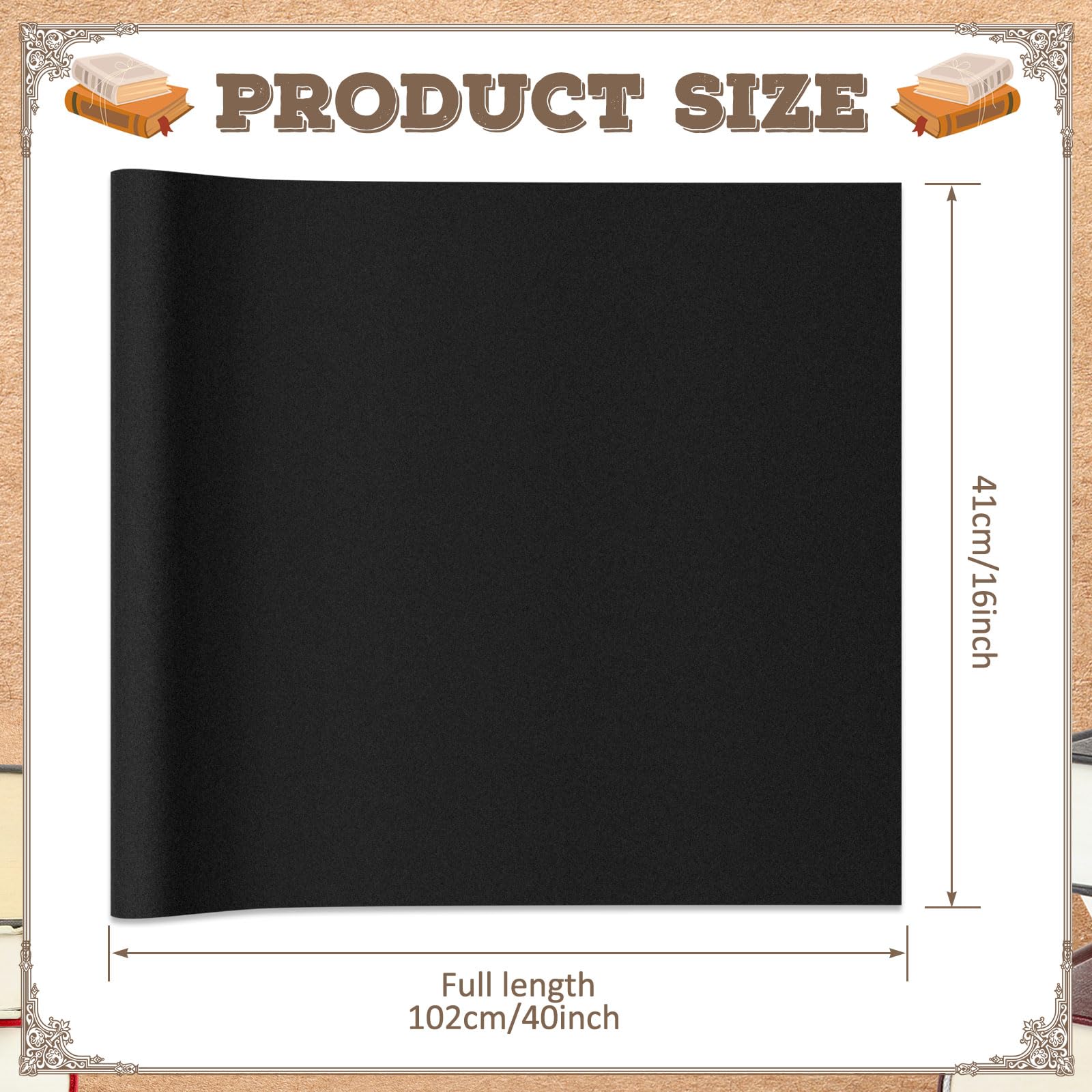 Geyoga 40 x 16 Inch Self-Adhesive Book Binding Cloth - Archival Quality Fabric Cover for Books, Albums, Scrapbooking & Documents (Black) | Perfect for DIY Book Repair, Photo Album Making & Document Preservation