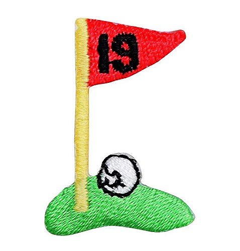 19th Hole Golf Flag Embroidered Iron On Patch - Custom Golf Accessories for Hats, Bags & Jackets - Perfect for Golf Enthusiasts & Tournament Gifts