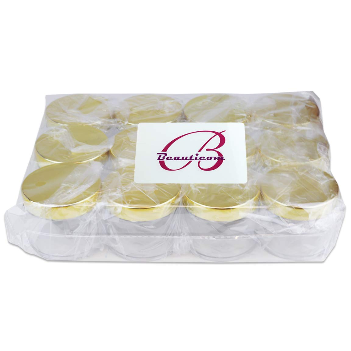 Beauticom 60ml (2oz) Round Clear Leak-Proof Plastic Jars with Gold Lids - Travel-Friendly Cosmetic Containers for Makeup, Lotion, Creams, Oils & Salves (Pack of 384) - Perfect for DIY Beauty Products, Travel Toiletries & Home Organization