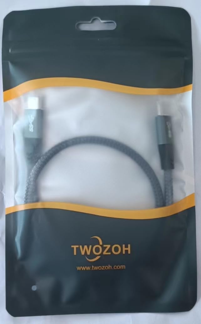 Twozoh USB C to USB C Cable 3.2 Gen 2 (20Gbps, 100W PD Fast Charging, 4K Video) - 0.5M Grey High-Speed Data Transfer Cord for MacBook Pro, iPad Pro, Samsung Galaxy & More - Perfect for Charging, File Transfer & External Display Connection