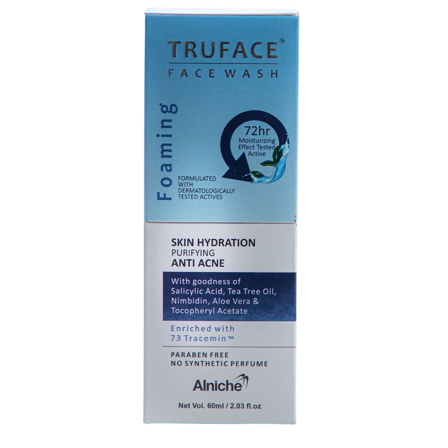 Alniche TRUFACE Hydration-Purify Face Wash 60ml - Anti-Acne Cleanser for Oily, Dry & Sensitive Skin | Deep Cleansing & Hydrating Formula | Perfect for Daily Skincare Routine & Travel