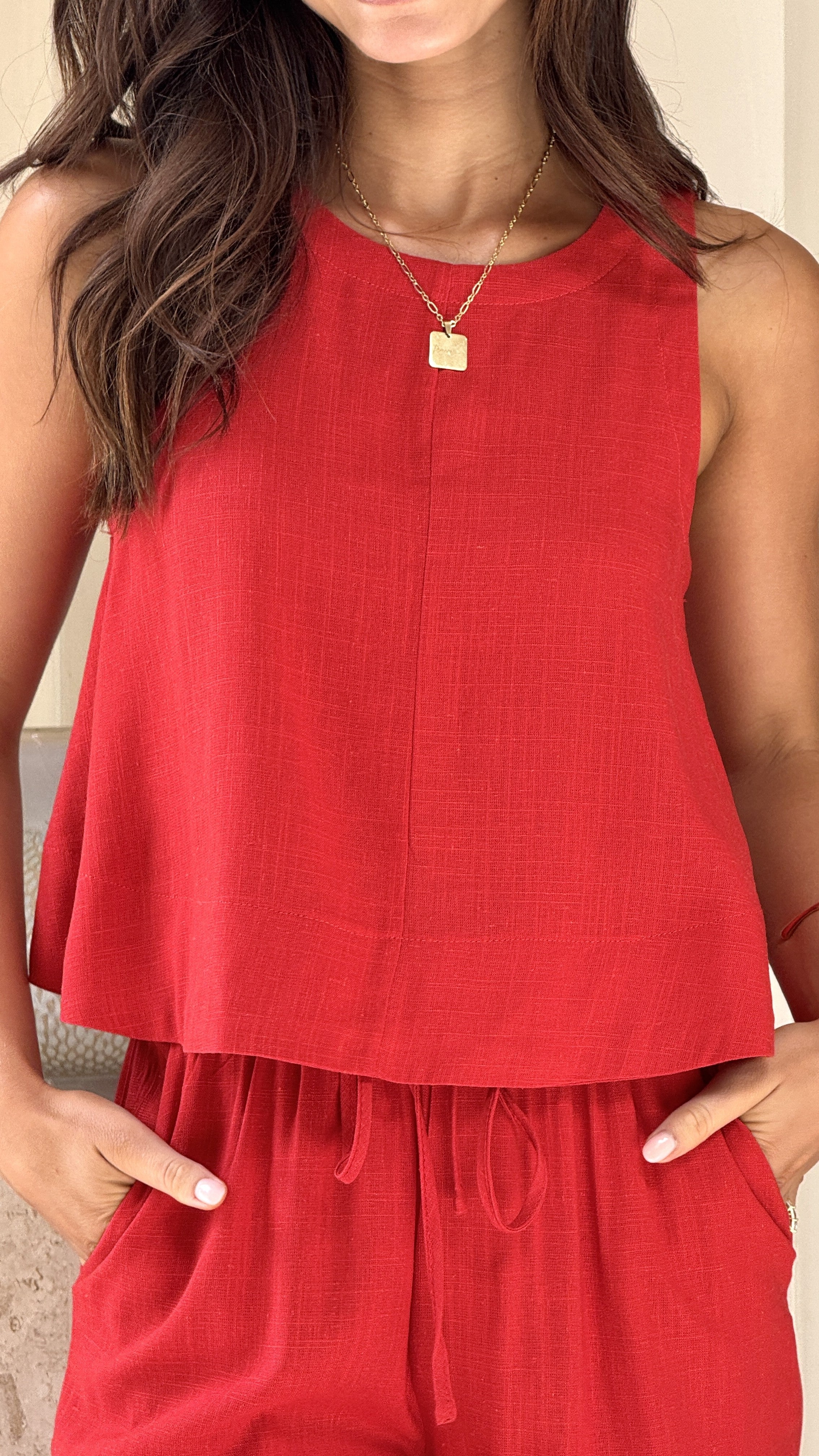 Charmain Women's Red Blouse - Elegant Casual Tops for Work & Party Wear