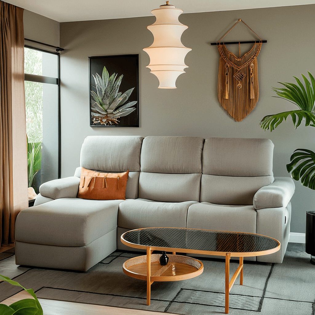 Kalmer Fabric Recliner L-Shaped Sofa - Modern Sectional Couch for Living Room, Home Theater & Small Spaces
