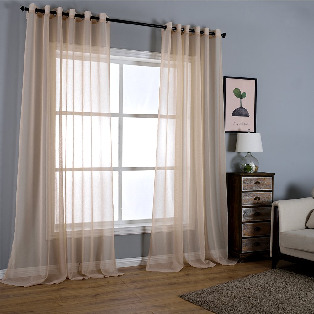Dreaming Casa Champagne Sheer Voile Curtains - 2 Panels 60