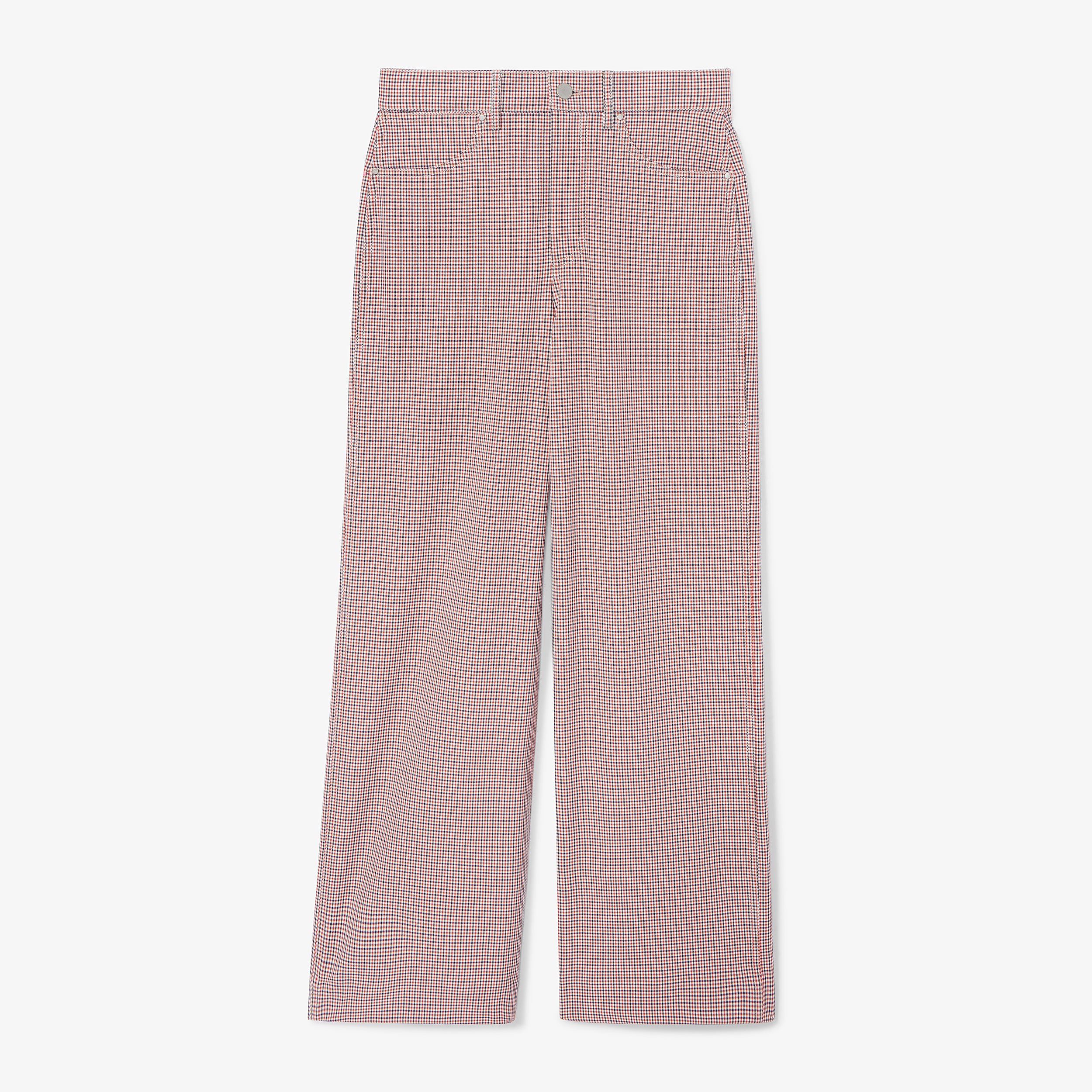Milo Women's Wide Leg Stretch Twill Jeans - Mini Check Print | Comfortable High Waist Pants for Casual & Office Wear
