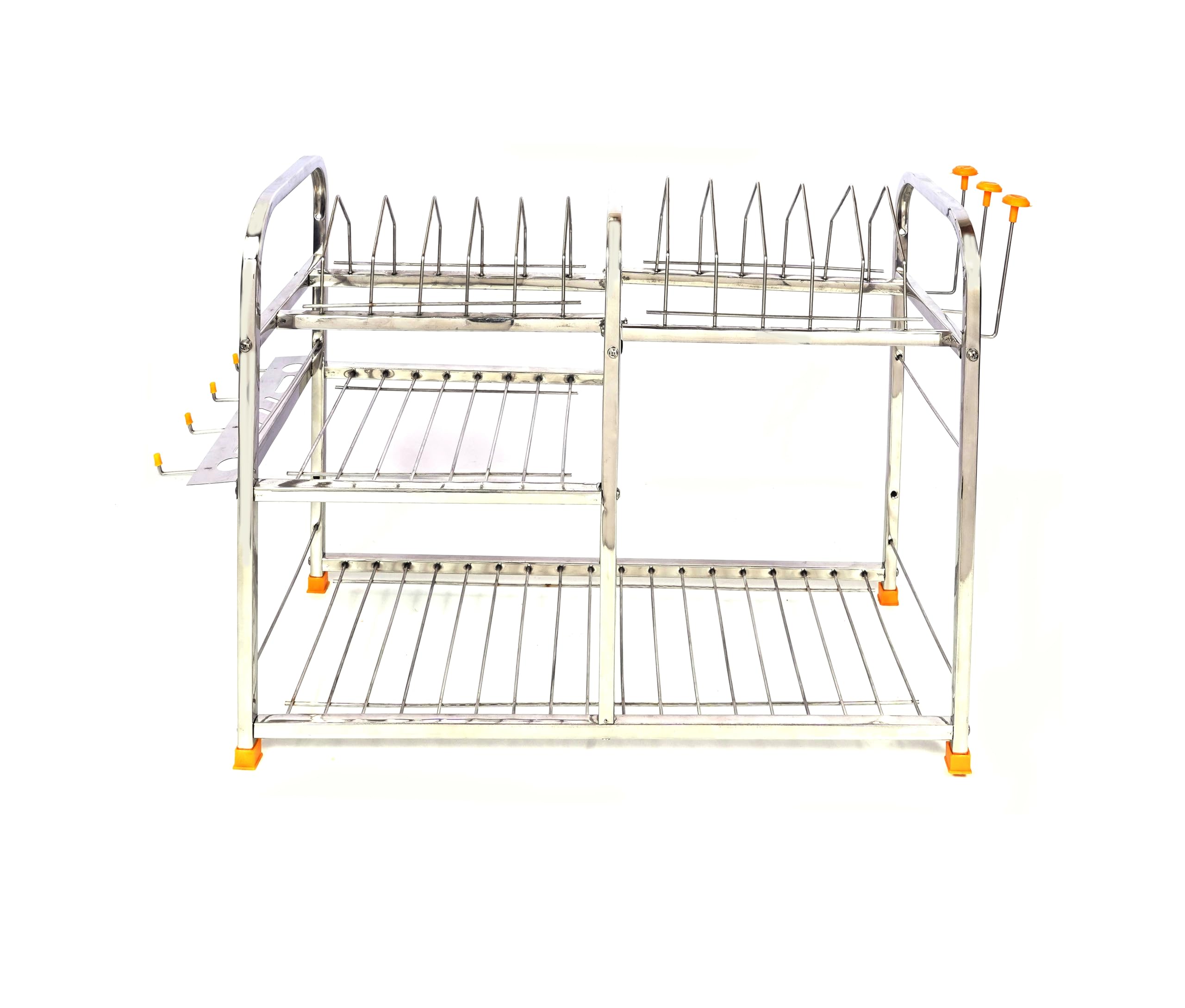 NAVUM ROSHANI Stainless Steel Wall Mount Kitchen Rack - Dish Rack with Cutlery Holder & Plate Stand - 18x24 Inch Modular Kitchen Organizer (3.5kg) | Space Saving Storage for Dishes, Utensils & Cookware | Perfect for Small Kitchens, Apartments & RVs