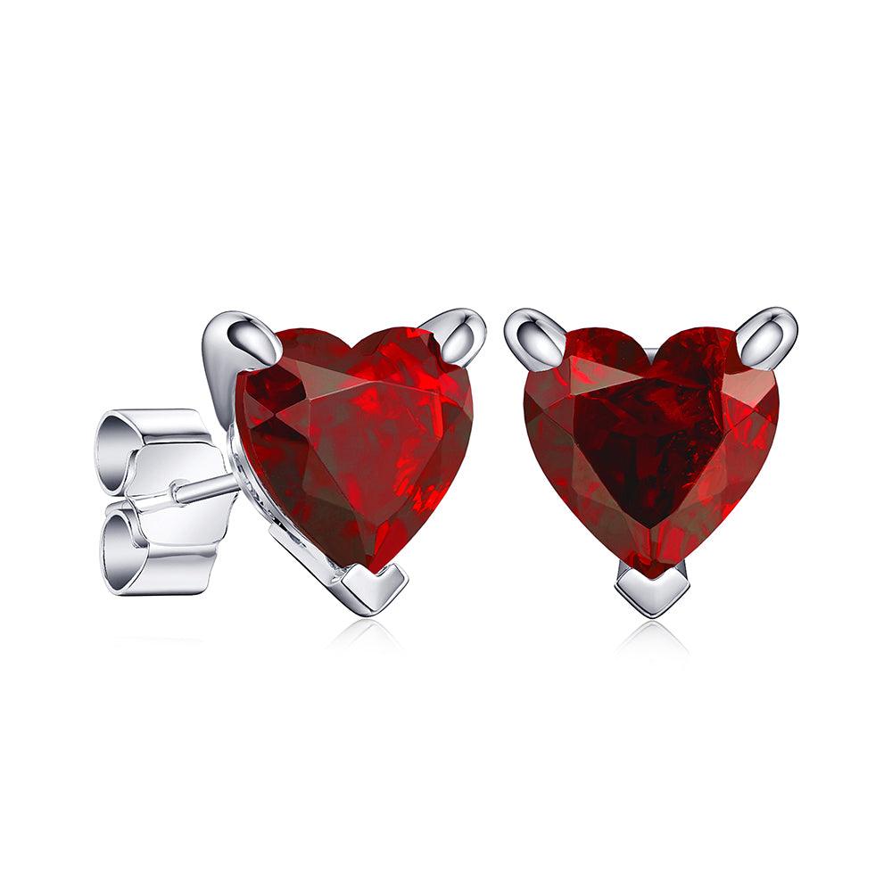 1 CT Heart Shaped Birthstone Stud Earrings - Genuine Gemstone Jewelry for Women, Perfect Gift for Anniversary, Valentine's Day & Mother's Day - Elegant Everyday Wear & Special Occasions