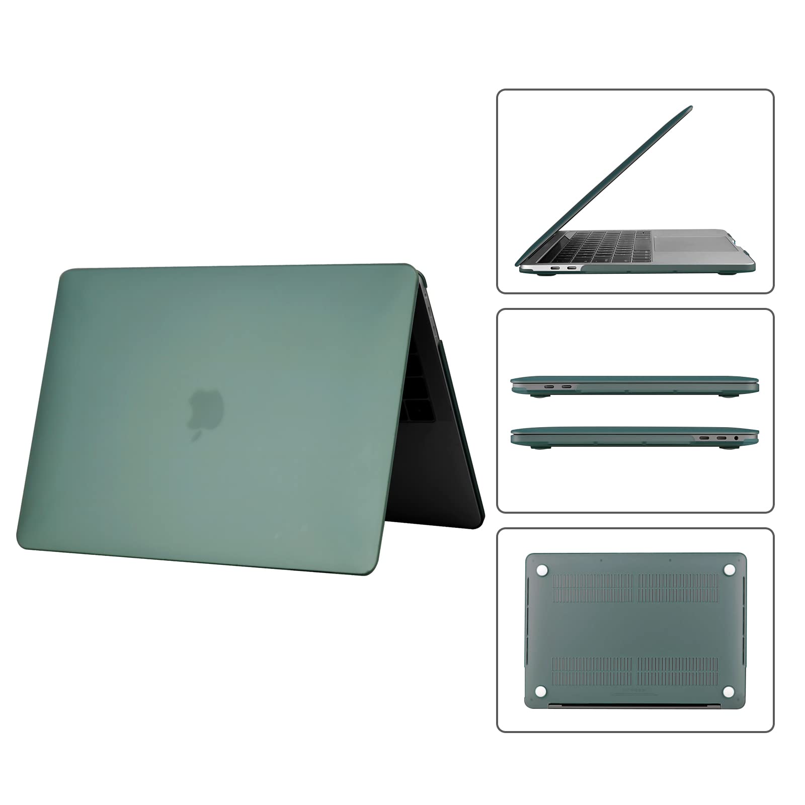 EooCoo Hard Protective Case for MacBook Air 13 inch (M1 Chip 2021-2018 & Retina Display Models) - Durable Plastic Shell with Transparent Keyboard Cover & Anti-Glare Screen Protector in Matte Midnight Green | Perfect for Work, Travel & School Use
