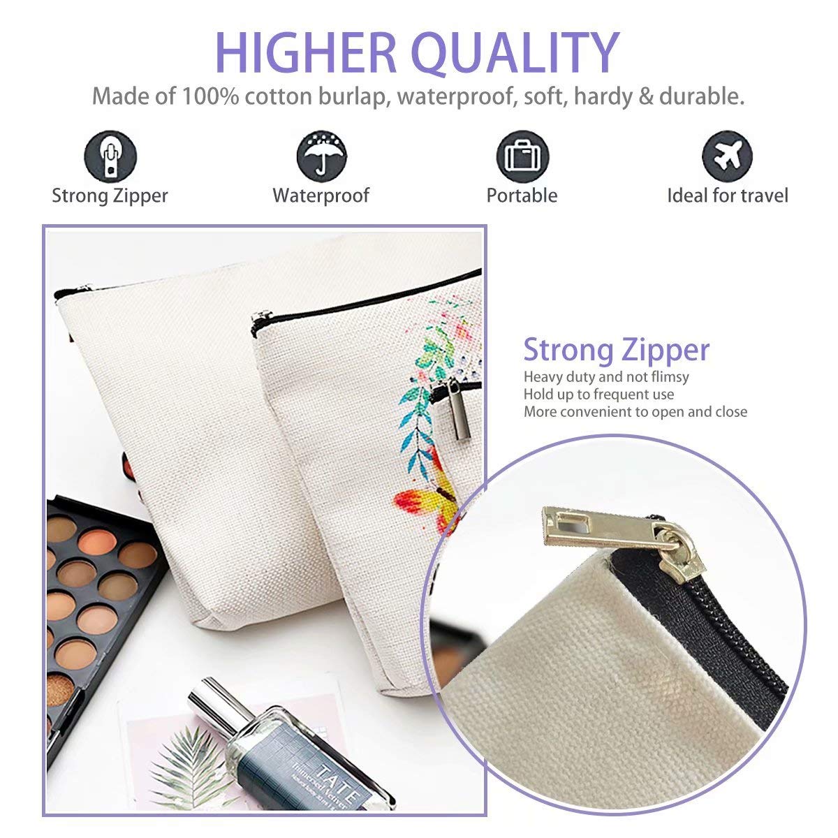 Funny Bee Happy Makeup Bag for Women - Cute Travel Cosmetic Pouch with Zipper - Perfect Toiletry Case for Bestie, Sister, Daughter - Great for Travel, Gifts & Daily Organizer