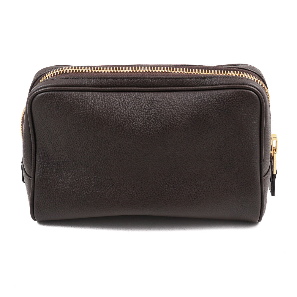 Tom Ford Single Zip Leather Toiletry Bag for Men | Premium Travel Cosmetic Case | Luxury Dopp Kit for Grooming Essentials & Toiletries | Perfect for Business Trips, Gym & Weekend Getaways