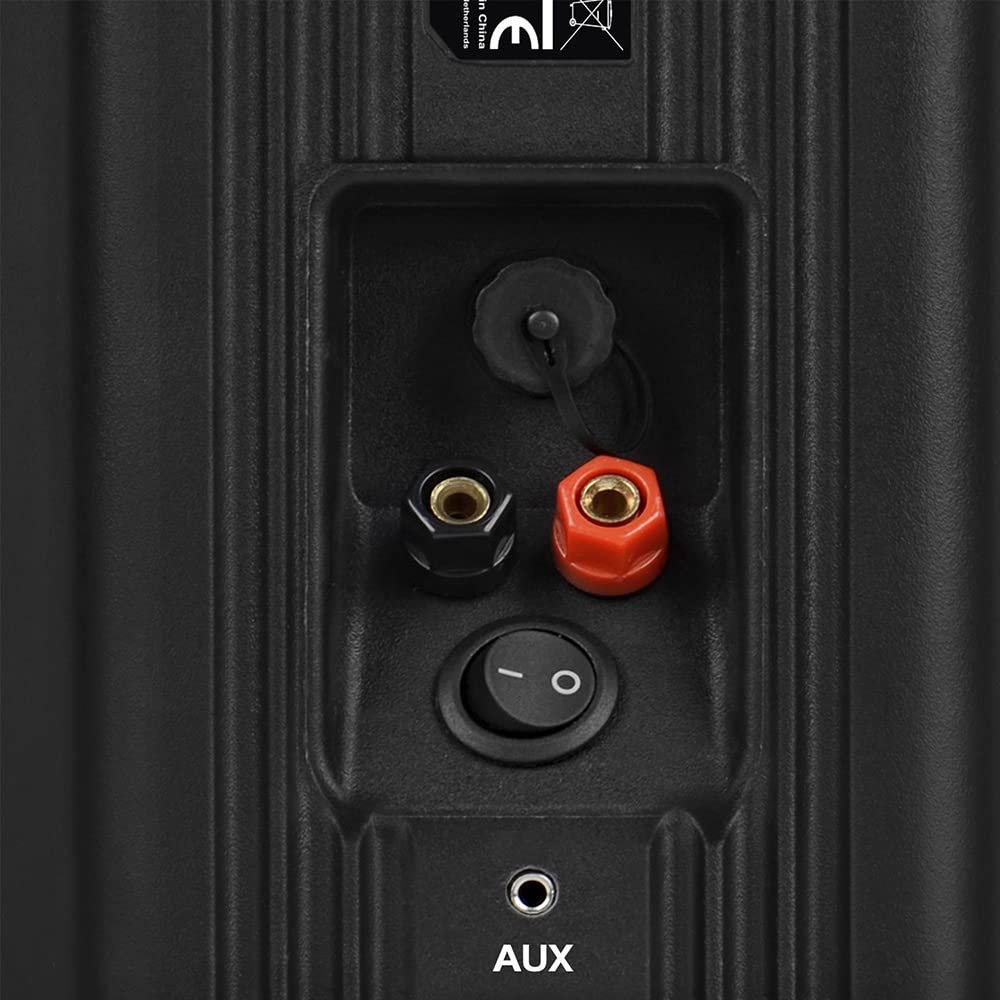 Power Dynamics Wall Mount Bluetooth Speakers - Weatherproof IPX5 Outdoor Sound System with Built-in Amplifier, Stereo Audio & AUX Input - Perfect for Patio, Garden & Poolside Entertainment (Black, Mounting Brackets Included)