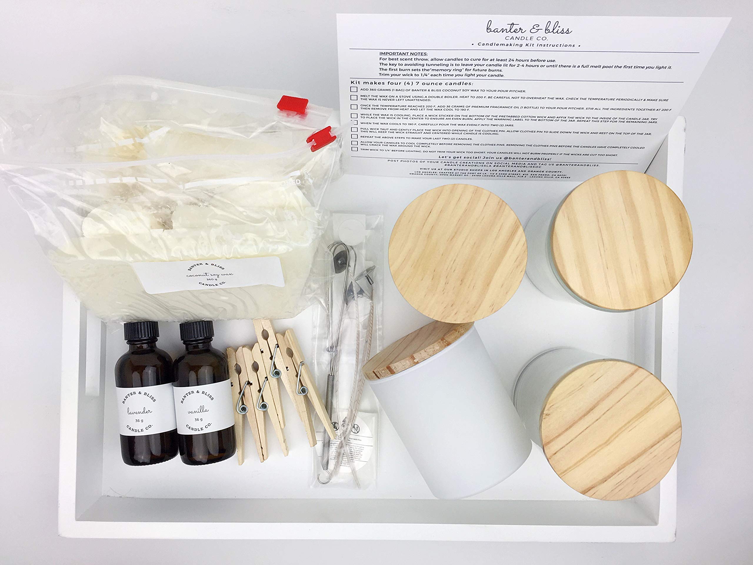 Banter & Bliss DIY Coconut Wax Candle Making Kit - 32-Piece Set for 4 Handmade 7 oz Candles | Eco-Friendly, Minimalist & Modern Home Decor | Perfect for Gifts, Weddings, Relaxation & Aromatherapy