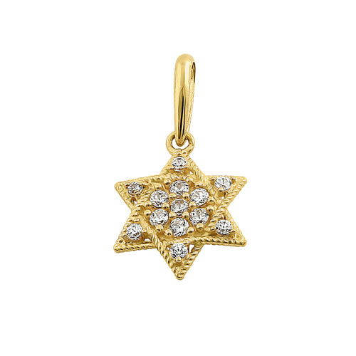 14K Yellow Gold Star of David CZ Pendant Necklace - Genuine Cubic Zirconia Jewelry for Men & Women - Perfect for Hanukkah Gifts, Jewish Holidays & Everyday Wear