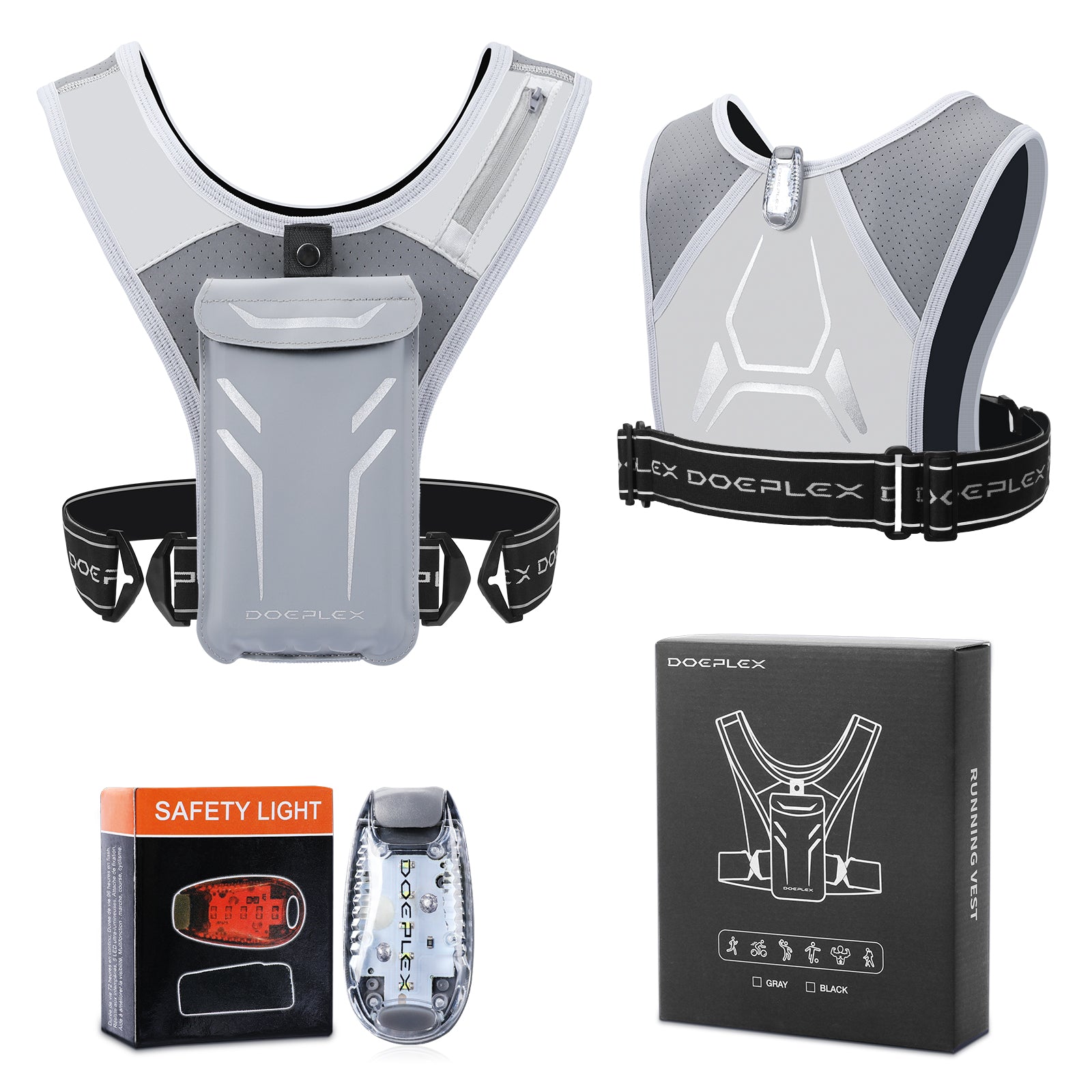 Lightweight Reflective Running Vest for Men & Women - Breathable Gray Jogging Safety Gear for Nighttime Outdoor Workouts & Marathon Training