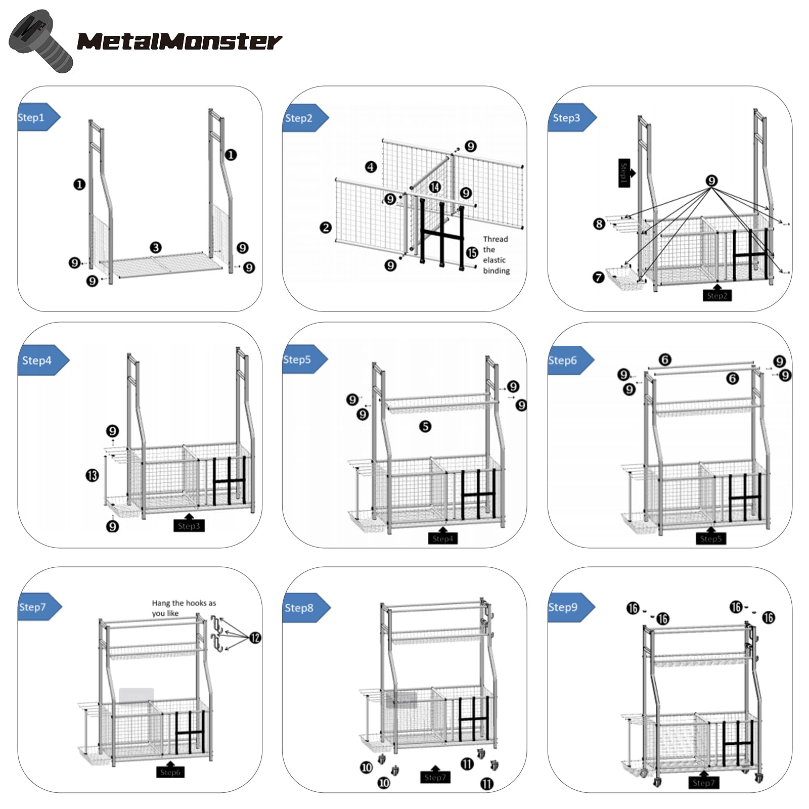 Heavy-Duty 3-Tier Weight Rack for Home Gym - Dumbbell, Kettlebell & Yoga Mat Storage Organizer with Wheels & Hooks | Perfect for Garage, Basement & Home Workout Equipment Organization