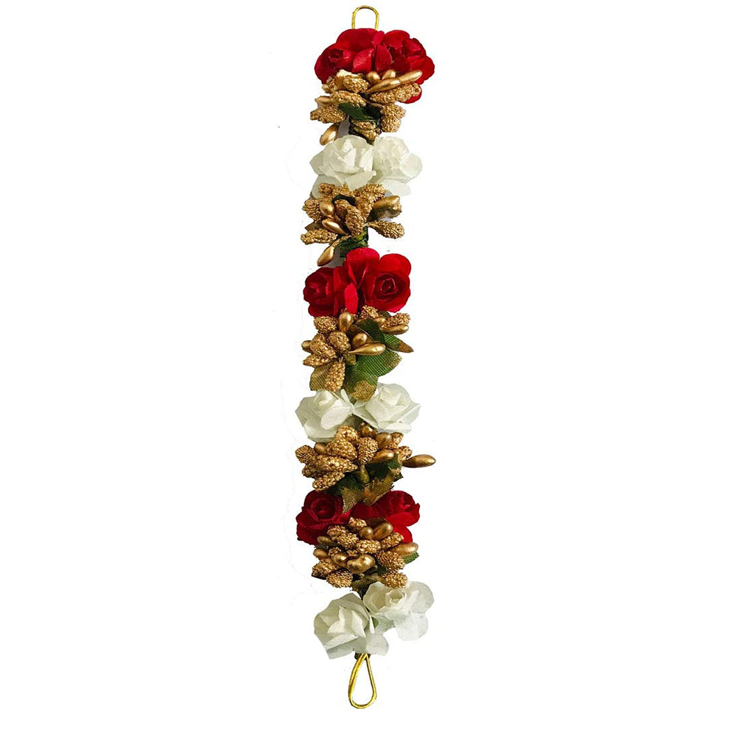GuruEmbellish Flower Gajra Bun Maker - Hair Accessories for Women & Girls (Pack of 2) - Yellow, White & Red Floral Hair Jewelry - Perfect for Weddings, Parties & Festive Occasions