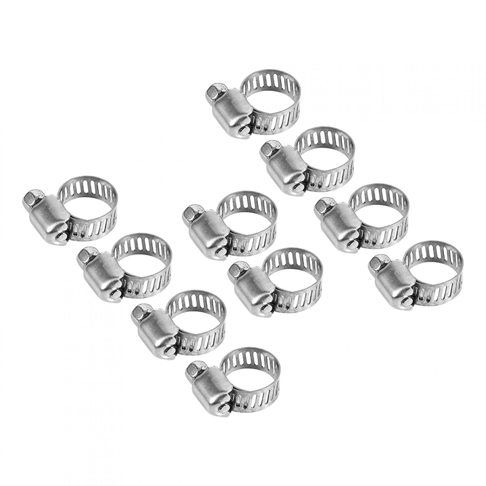 10 Pcs Stainless Steel Adjustable Hose Clamps for Fuel Line & Pipe - 3/8