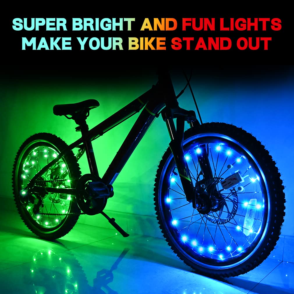 TINANA LED Bike Wheel Lights (1 Wheel Pack) - Ultra Bright Waterproof Bicycle Spoke Lights for Night Riding Safety - Cycling Decoration Tire Strip Light for Kids & Adults - Perfect for Evening Commutes, Nighttime Cycling, and Outdoor Adventures