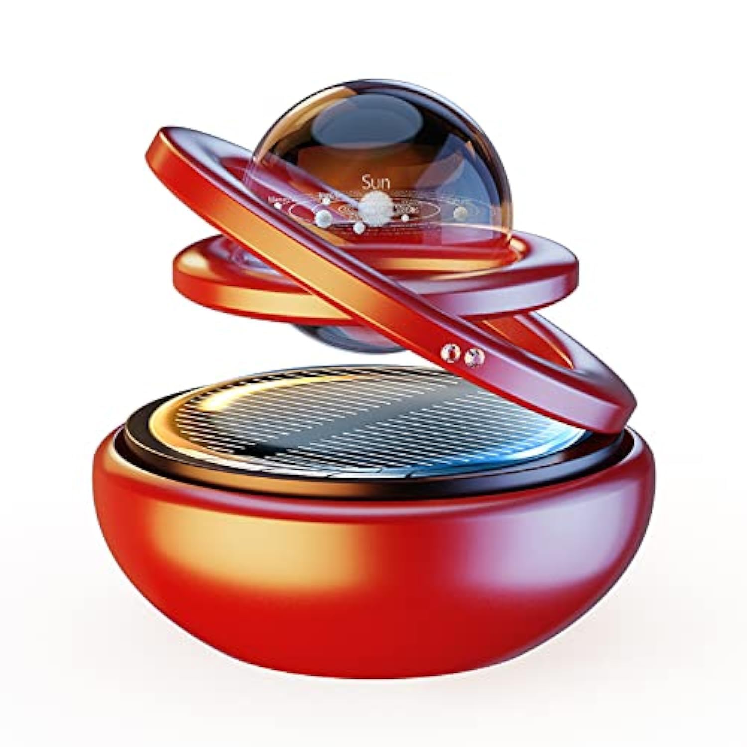 Solar Powered Car Air Freshener - Auto-Rotating Air Purifier for Car Interior, Red | Eliminate Odors & Freshen Air While Driving