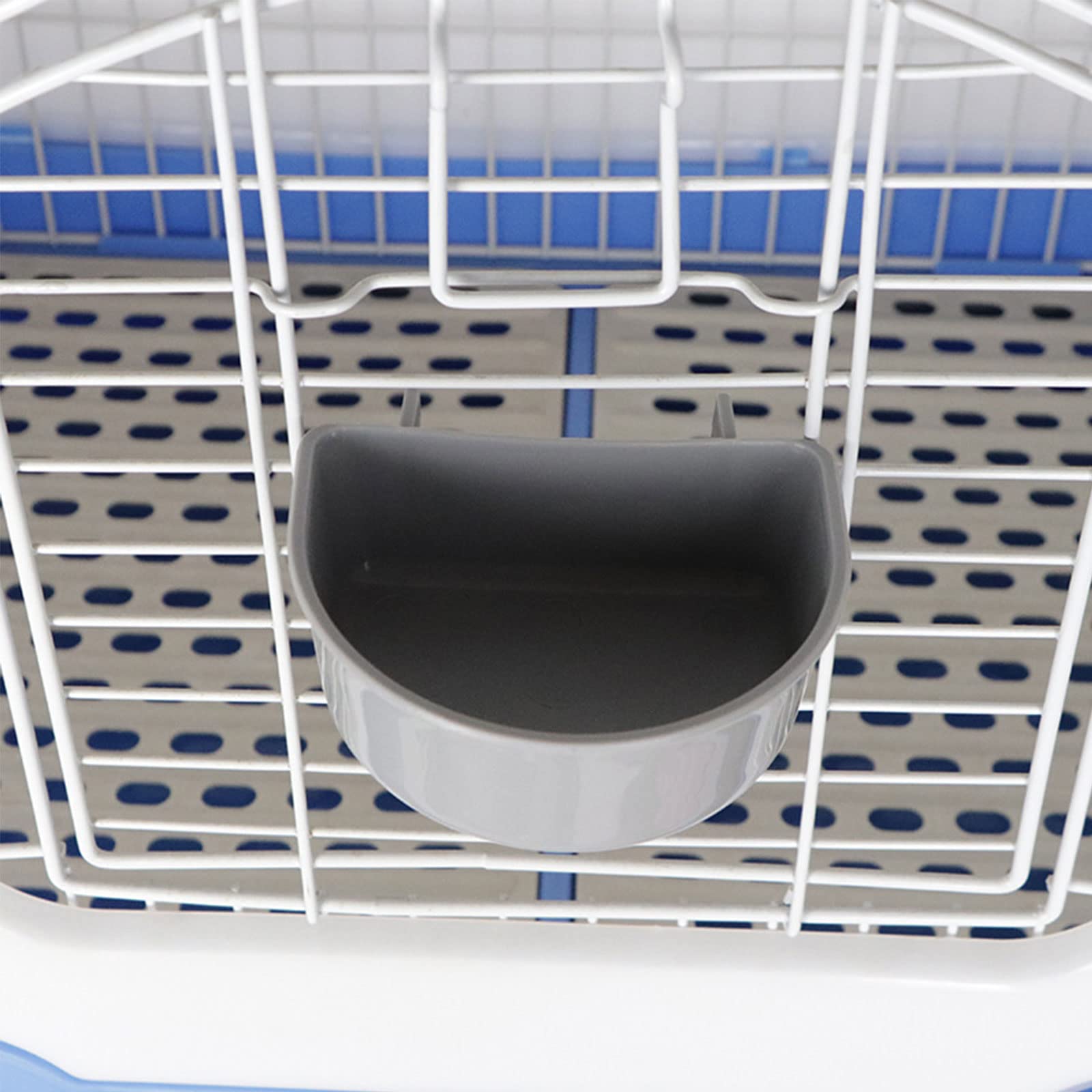 4 Pack Rabbit Feeder with Hook - Durable Plastic Food & Water Bowls for Rabbits, Guinea Pigs, Chinchillas - Hanging Portable Feeding Dish for Cages, Outdoor Use (Grey) - Perfect for Small Pets at Home or Travel