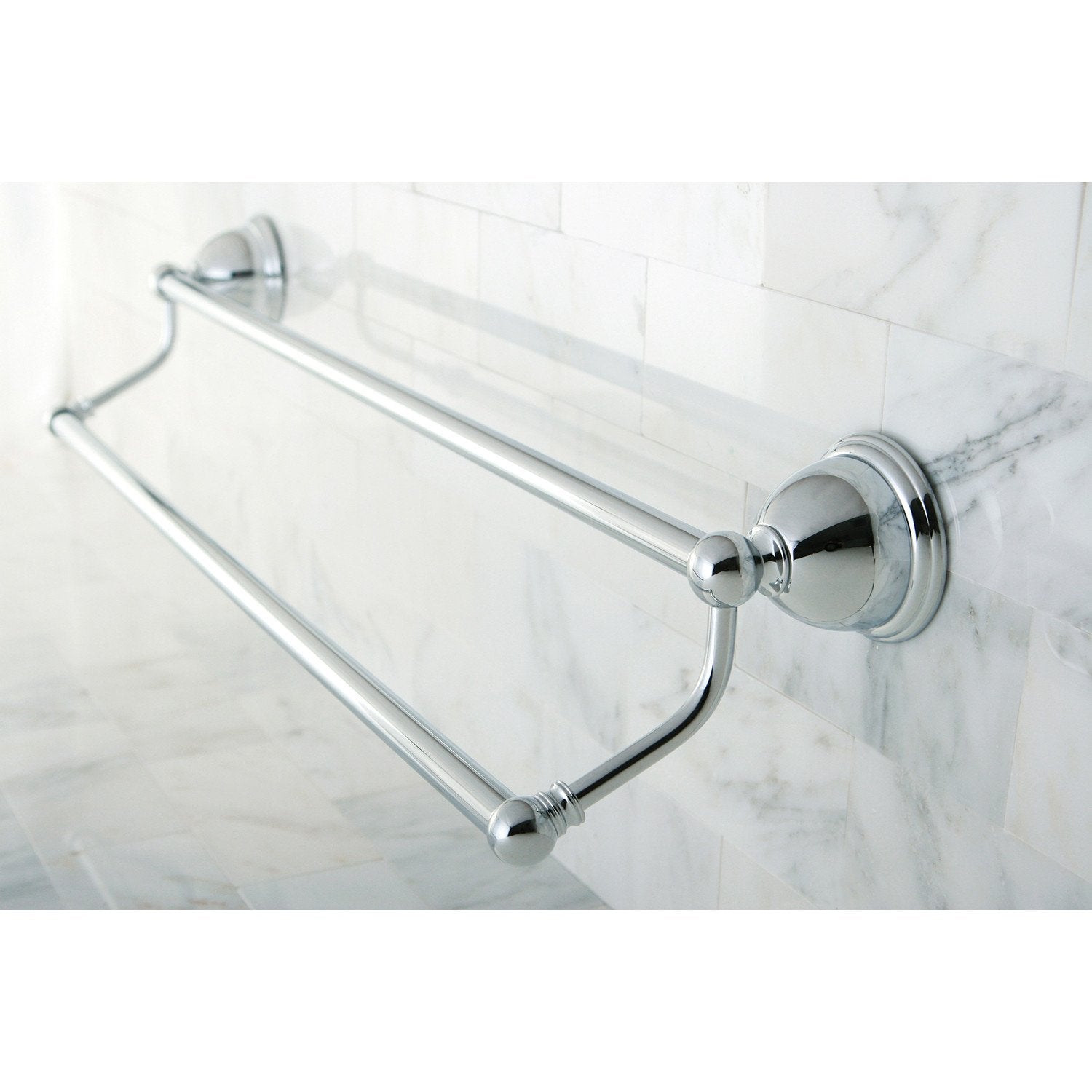 Chrome 24-Inch Double Towel Bar - Heavy Duty Bathroom Towel Rack with Rust-Resistant Finish (BA3963C) - Perfect for Modern Bathrooms, Spas, and Guest Rooms