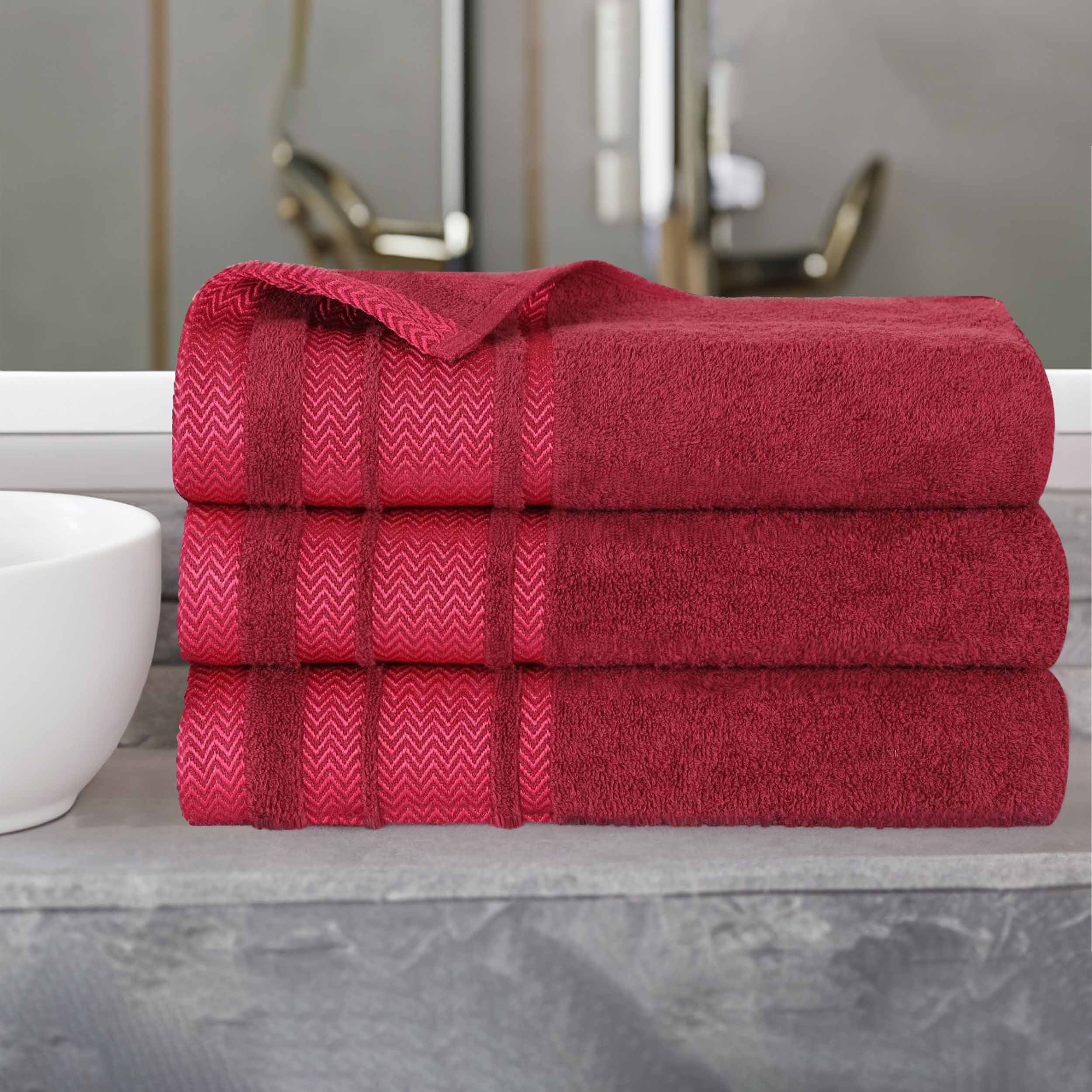Premium 100% Cotton Soft Medium Weight Bath Towels - Set of 3 | Ultra Absorbent & Quick Dry | Luxury Spa & Bathroom Essentials for Home, Hotel, Gym