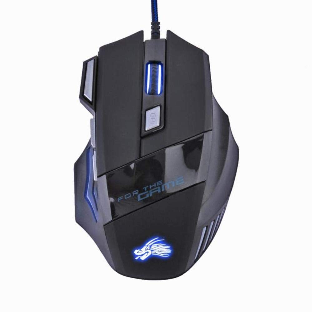 5500DPI LED Optical USB Wired Gaming Mouse - 7 Programmable Buttons Ergonomic Computer Mouse for PC, Laptop, Desktop - Perfect for FPS, MOBA & MMO Gaming with RGB Lighting