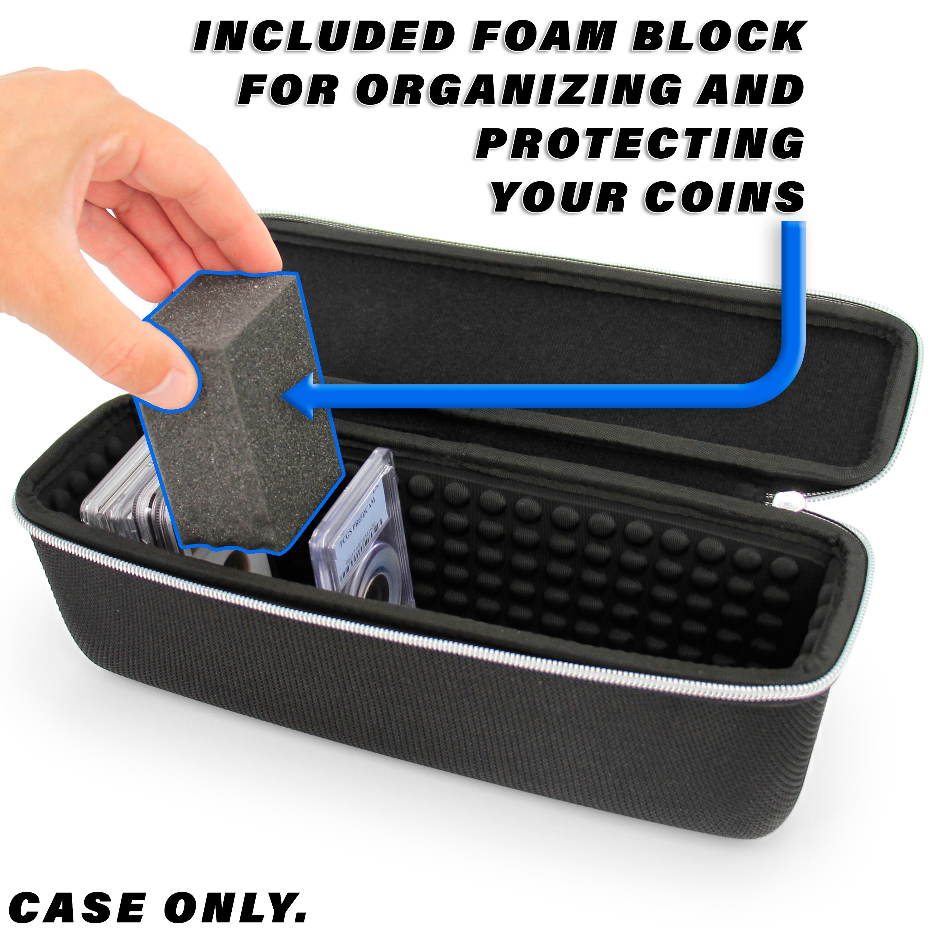 CASEMATIX Hard Shell Graded Coin Storage Box - Padded Interior Holds 25 NGC/PCGS Graded Coin Slabs - Secure Protection for Coin Collections - Perfect for Home Display & Safe Transportation