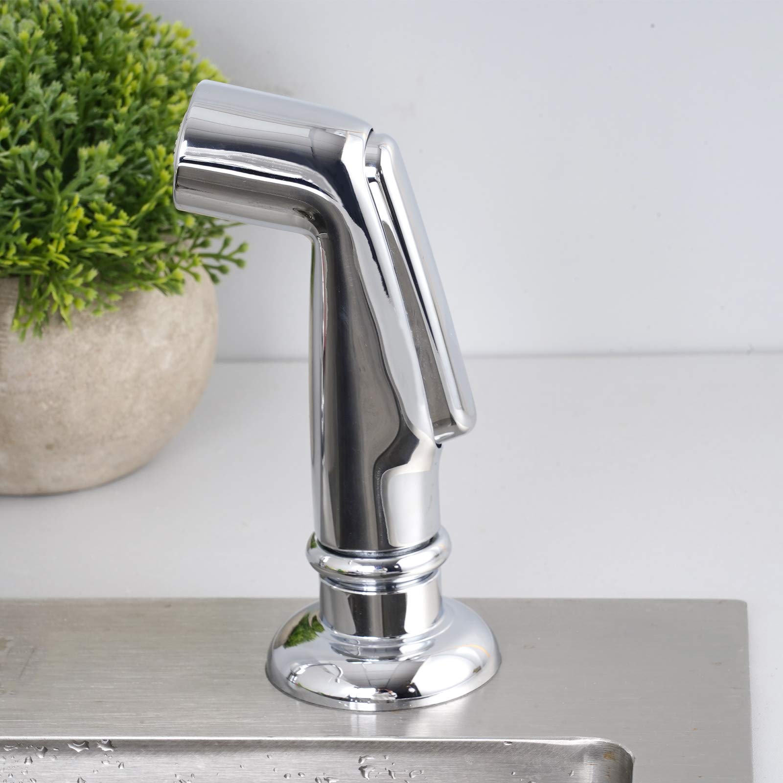 iFealClear Pull Out Kitchen Sink Sprayer - Chrome Faucet Side Spray Replacement with 1/4 Inch Connector & 3 Adapters - Compatible with Moen & Standard Sink Faucets - Perfect for Home, School & Commercial Kitchen Use