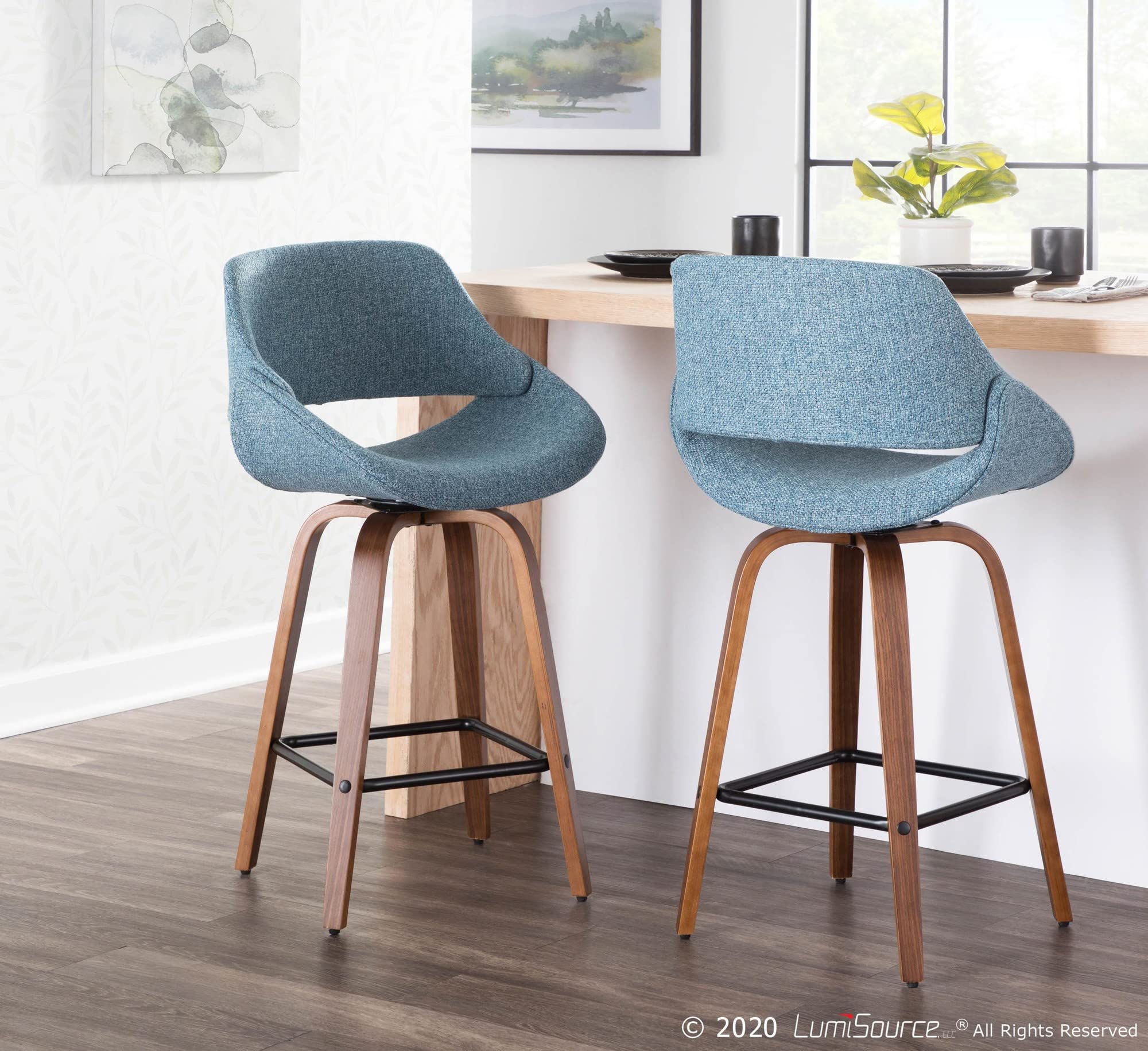 LumiSource Walnut Wood Counter Stools Set of 2 - 24