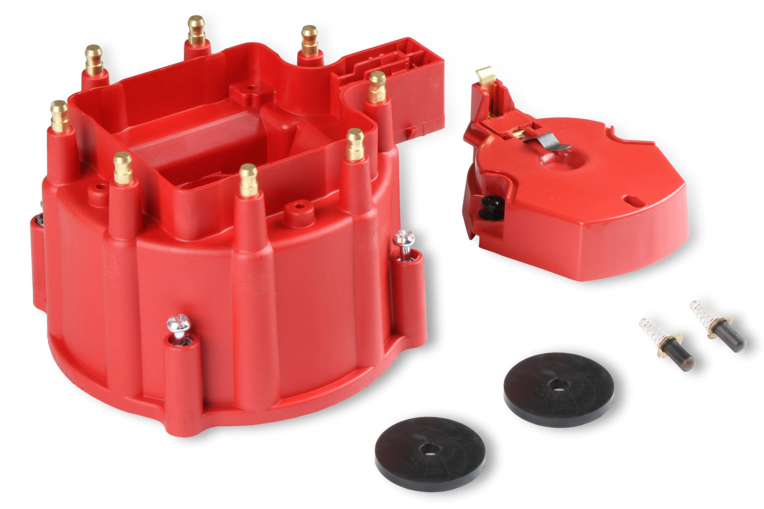 MSD 8416 HEI Distributor Cap and Rotor Kit - High Performance Red Ignition Parts for Chevy, Ford, GM Vehicles - Perfect for Engine Upgrades & Racing Applications