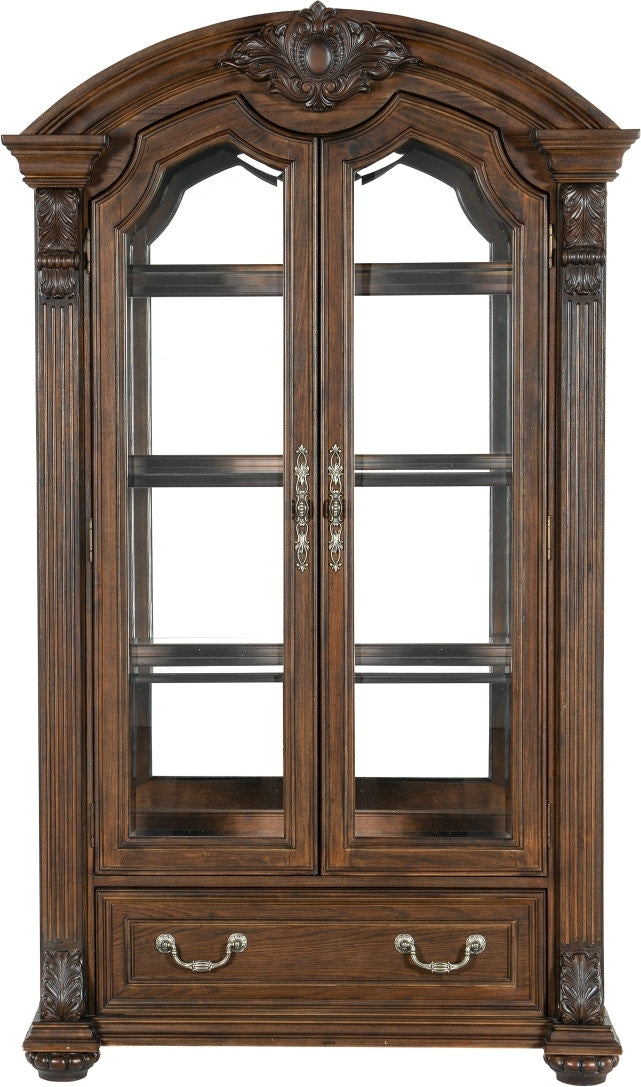 Bergen Living Room Curio Cabinet - Glass Display Case for Collectibles, China & Home Decor - Perfect for Showcasing Antiques in Living Room, Dining Room or Office