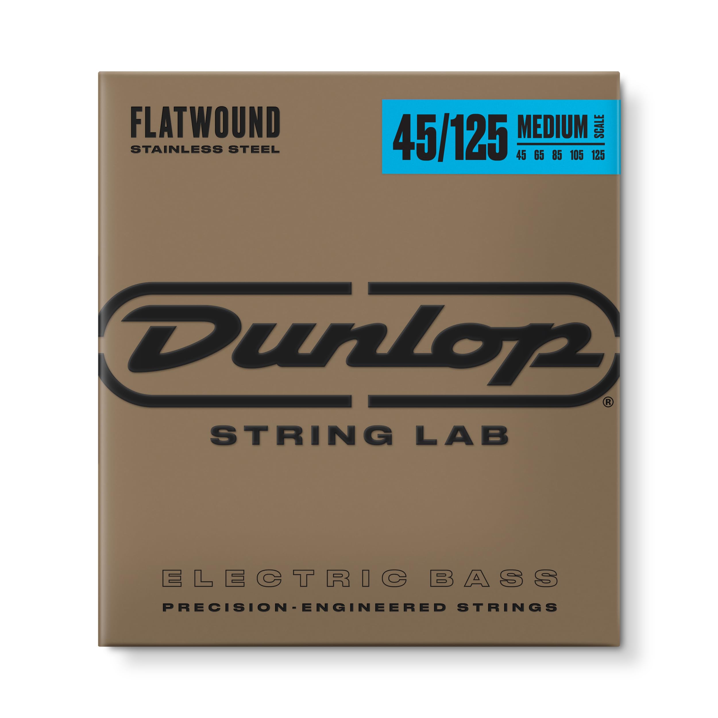 Jim Dunlop Flatwound Scale 45/125 Medium 5-Pack Bass Guitar Strings (DBFS45125M) - Perfect for Jazz, Blues & Studio Recording