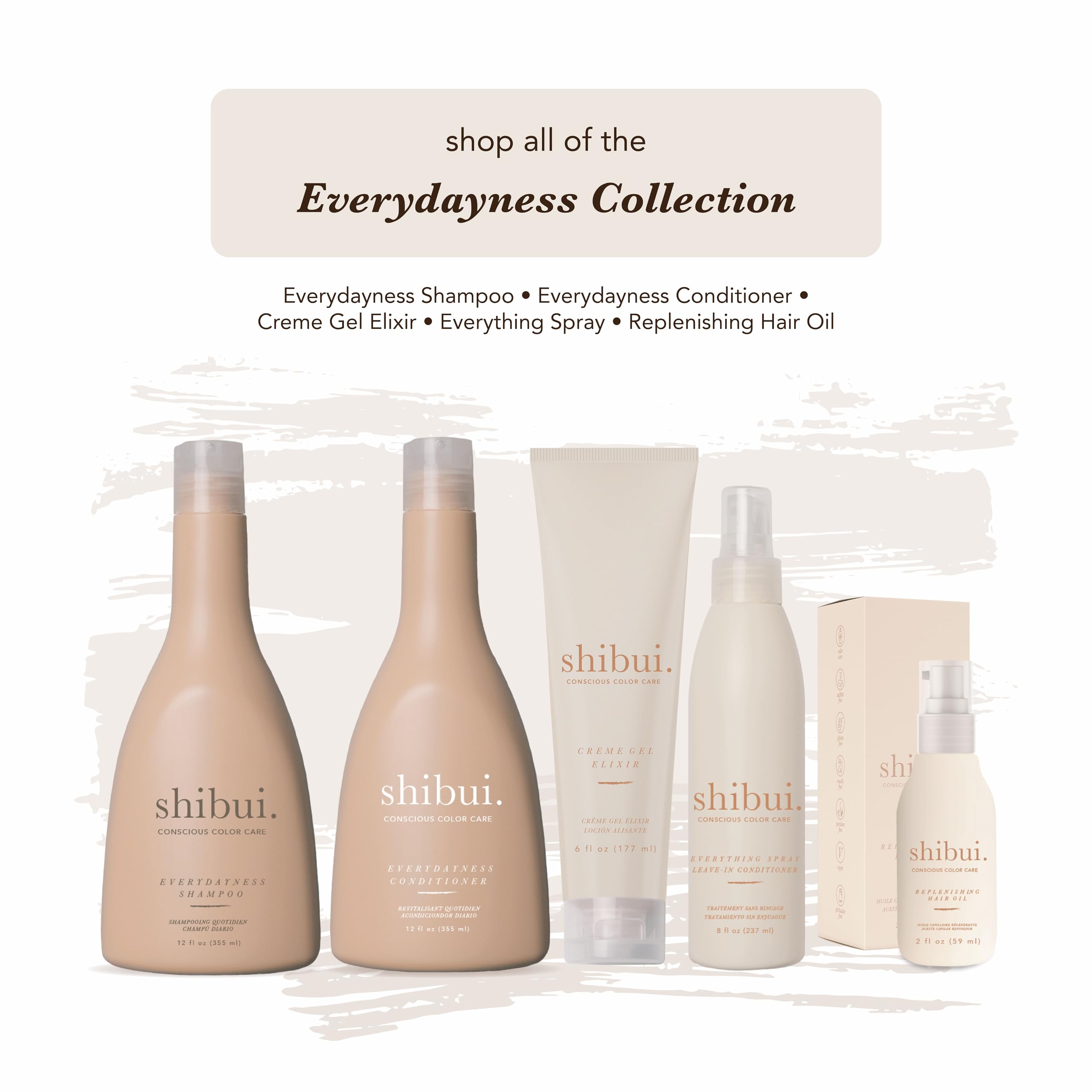 Shibui Everydayness Shampoo and Conditioner Set - Gentle Daily Cleansing for Fine to Medium Hair - Adds Softness & Shine - 12 Fl Oz Each - Perfect for Home, Travel & Salon Use