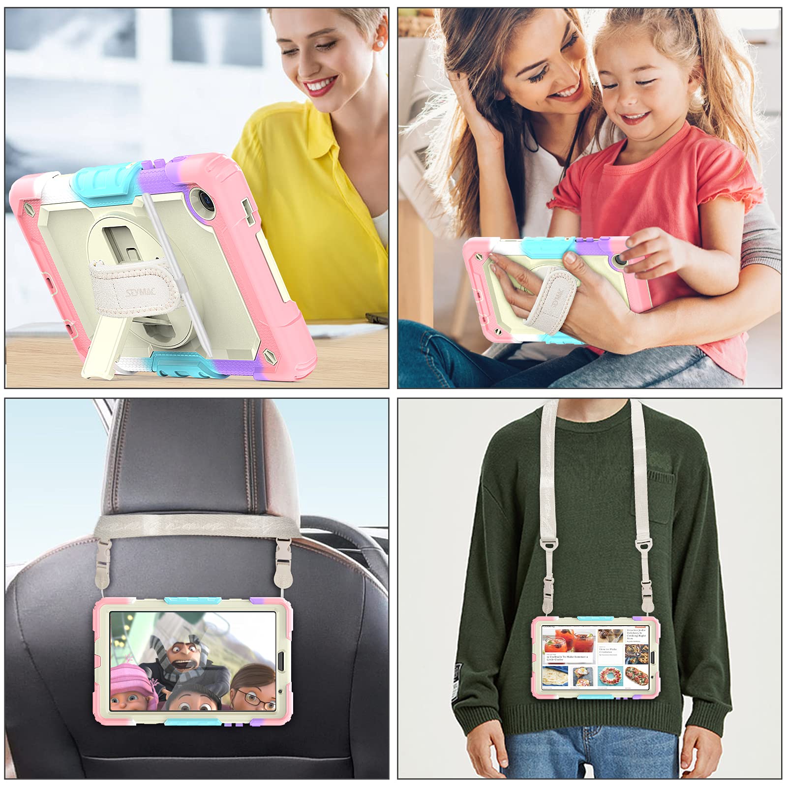 SEYMAC 360° Rotating Stand Case with Screen Protector & Pencil Holder for Samsung Galaxy Tab A7 Lite 8.7