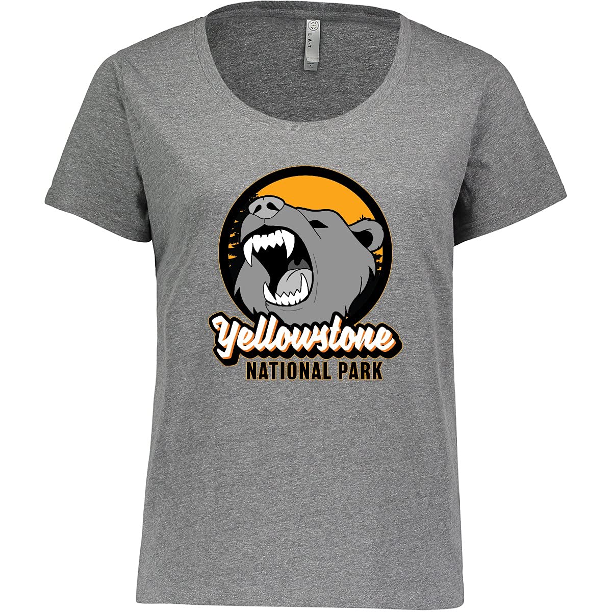 Inktastic Yellowstone Growling Bear Women's Plus Size T-Shirt - Comfortable Graphic Tee for Outdoor Adventures & Casual Wear