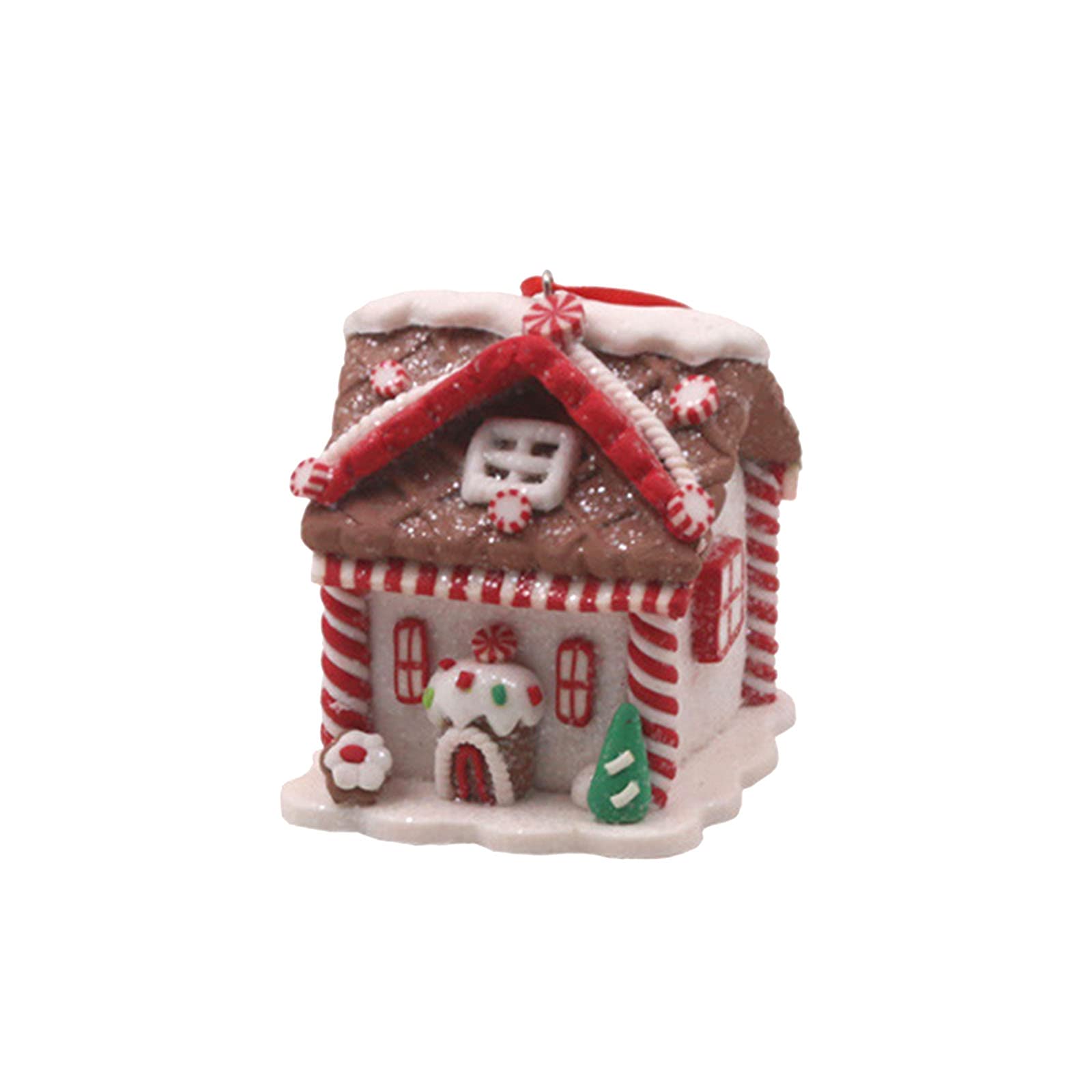 NOONE Christmas Small House Pendant Ornament - Festive Resin Decor with Green Wreath Centerpiece for Holiday Tree, Mantel & Home Decoration