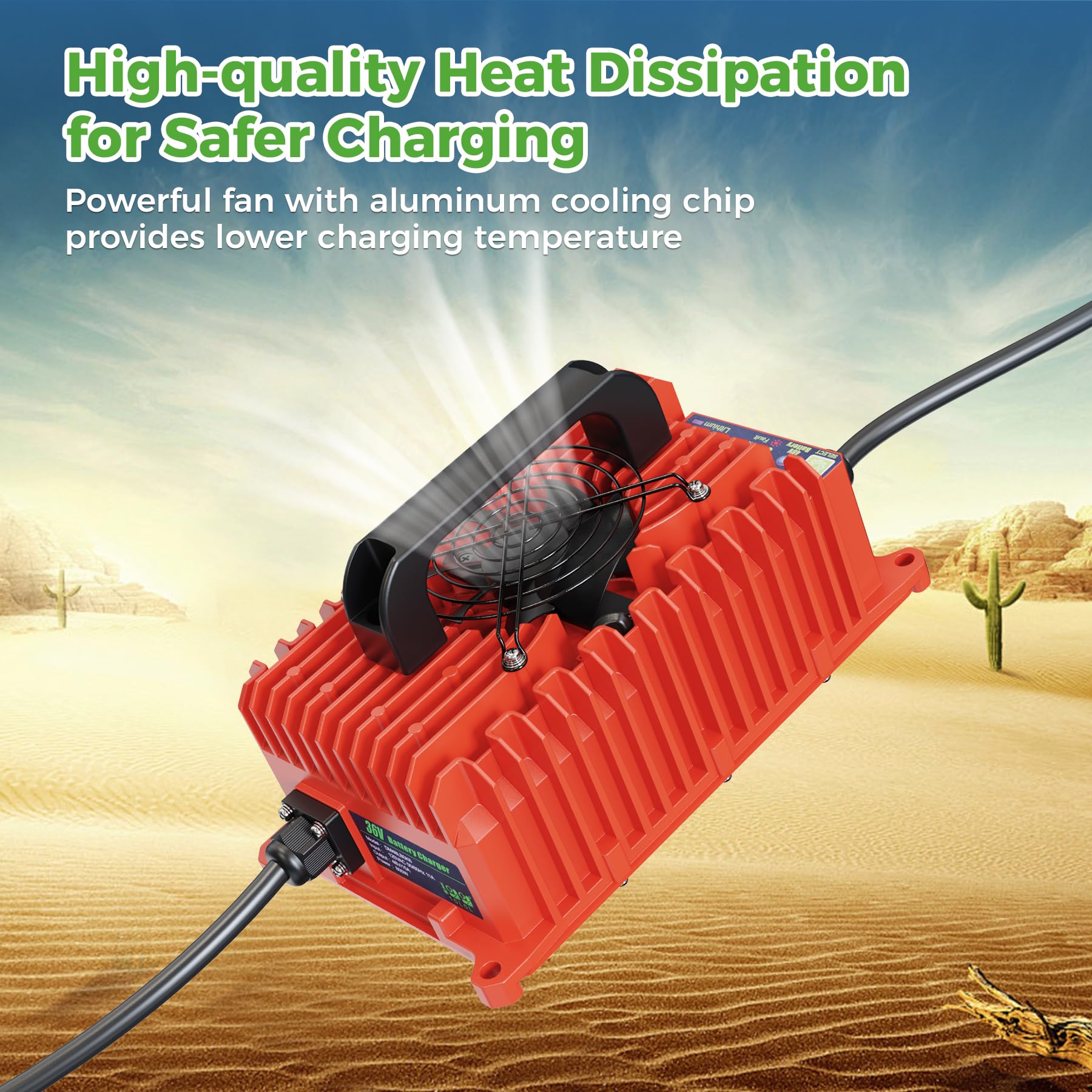 10L0L 36V 18AMP Smart Golf Cart Battery Charger for EZGO TXT - D Style Plug Compatible with Lead-Acid & Lithium Batteries - Perfect for Home, Golf Course & RV Use