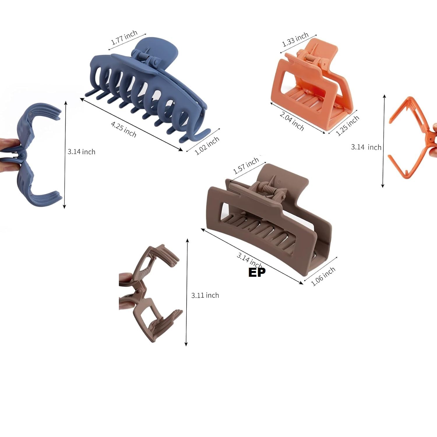 EPARTY Non-Slip Large Claw Hair Clips for Women - Strong Hold 90s Style Hair Clips for Thin and Thick Hair - Perfect for Updos, Ponytails, and Everyday Hairstyles