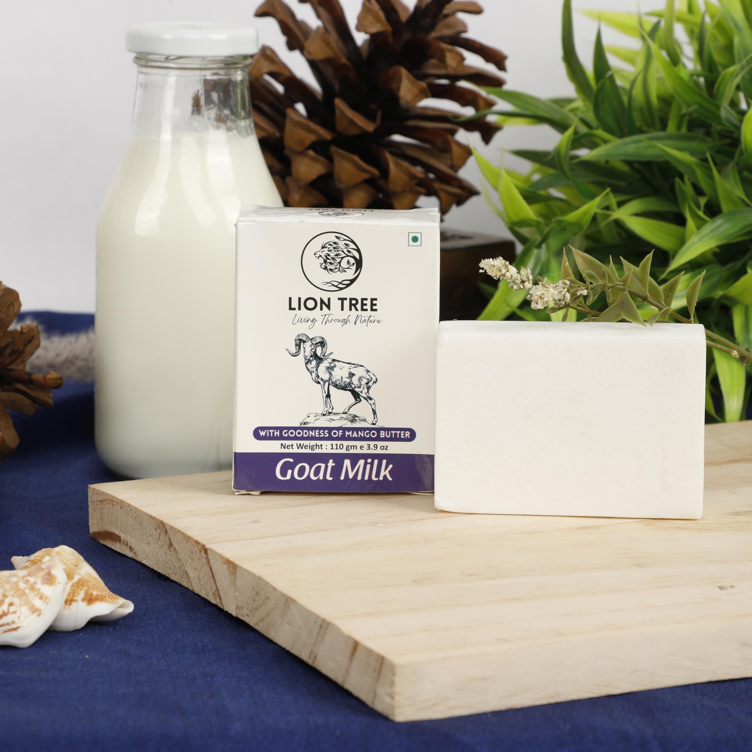 Lion Tree Handmade Goat Milk Soap with Mango Butter - Moisturizing & Nourishing for All Skin Types (110g) - Perfect for Dry Skin Care & Daily Beauty Routine