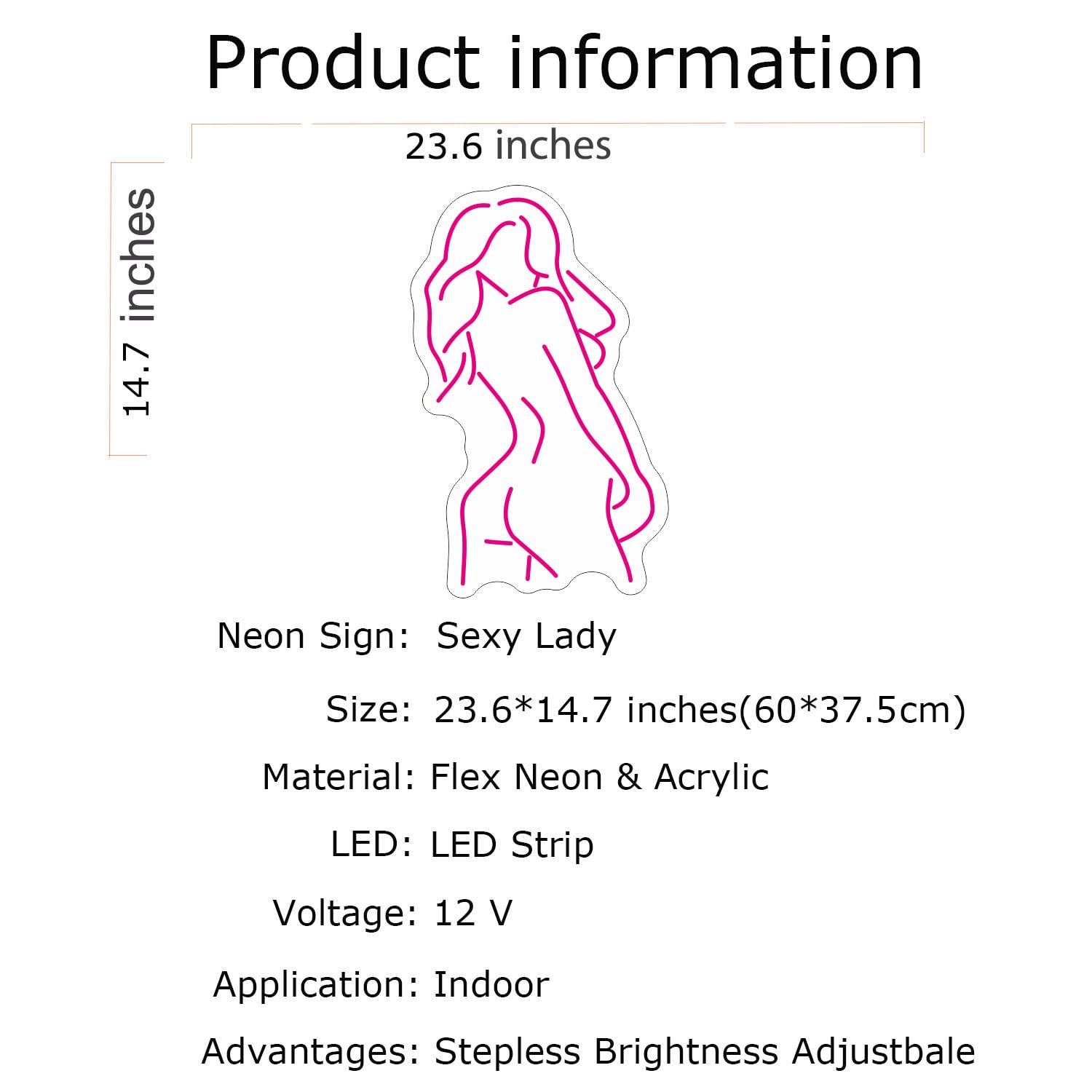 Sexy Lady Neon Light Sign - Naked Woman Wall Art Decor for Home, Bedroom, Bar & Party - Pink LED Backlit Decoration for Wedding, Holiday & Beer Events - Perfect for Nightclubs, Man Caves & Themed Rooms